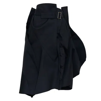 Comme Des Garçons Polyester Wool Gabardine Skirt In Black