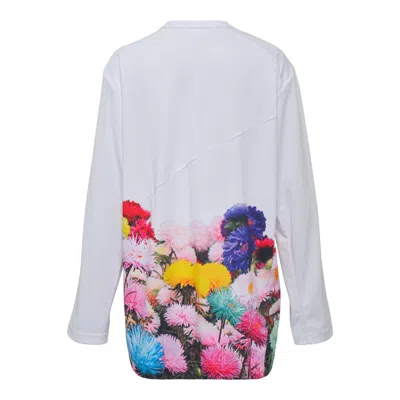 Comme Des Garçons Polyster Jersey B Pattern Long Sleeve Tee In White