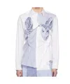 Comme Des Garçons Poplin  Stripe 3d Roses Shirt