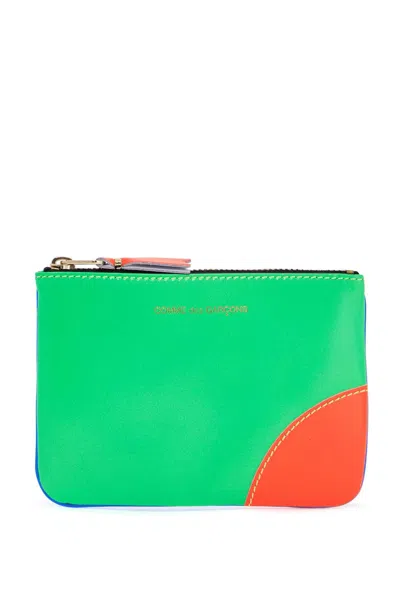 Comme Des Garçons Portafoglio In Pelle Blu E Verde Super Fluo Unisex Con Cuciture In Contrasto In Green