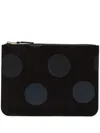 Comme Des Garçons Polka Dot Canvas Pouch With Zip In Black