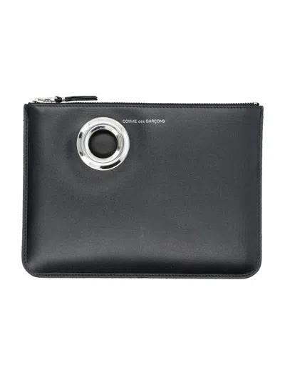 Comme Des Garçons Pouch Silver Eyelet In Black