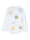 Comme Des Garçons Asymmetric Print Knit Blouse In White And Multicolour For Men In White