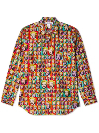 Comme Des Garçons Printed Cotton Shirt In Red