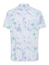 Comme Des Garçons Cotton Shirt With Printed Halo Stripe In Blue