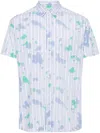 Comme Des Garçons Cotton Shirt With Printed Halo Stripe In Clear Blue