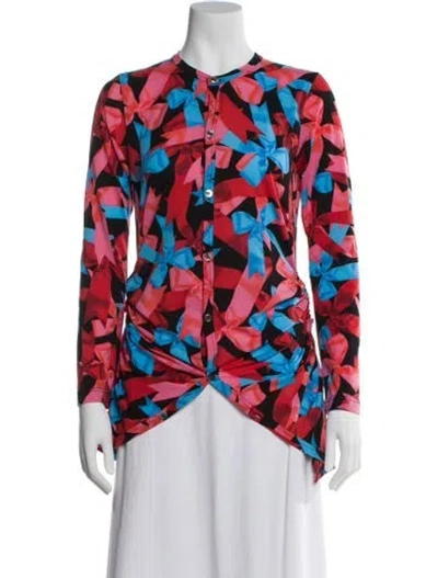 Pre-owned Comme Des Garçons Printed Crew Neck Top In Red