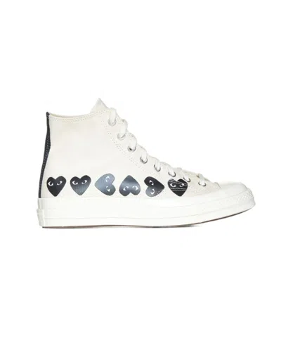 Comme Des Garçons Printed High-top Sneakers In White
