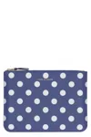 Comme Des Garçons Printed Leather Flat Pouch In Blue