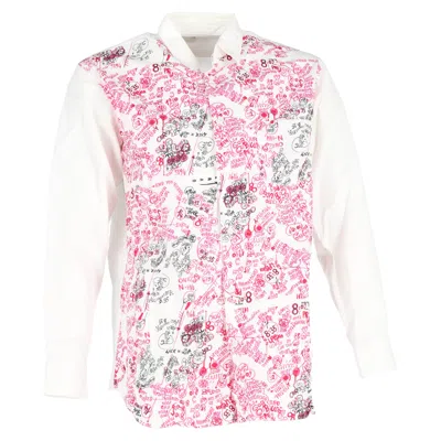 Comme Des Garçons Printed Long Sleeve Shirt In White Cotton