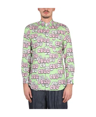 Comme Des Garçons Printed Long-sleeved Shirt In Multicolour