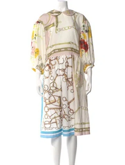 Pre-owned Comme Des Garçons Printed Midi Length Dress In Neutral