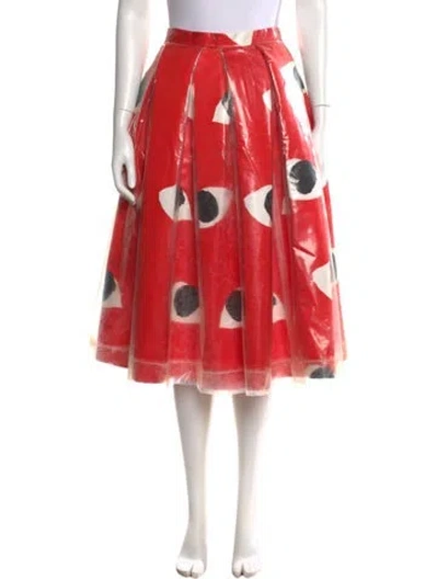 Pre-owned Comme Des Garçons Printed Midi Length Skirt In Red