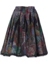 Comme Des Garçons Pleated Graphic Print Midi Skirt In Black