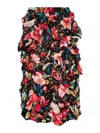 Comme Des Garçons Floral-print Ruched Midi Skirt In Multicolour