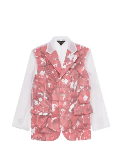 Comme Des Garçons Printed Sheer Blazer In Multi