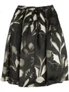 Comme Des Garçons Printed Silk Midi Skirt In Black
