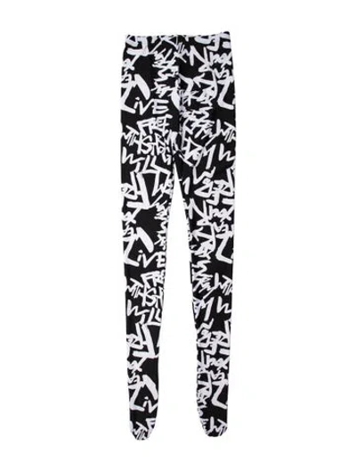 Pre-owned Comme Des Garçons Printed Skinny Leg Pants In Black