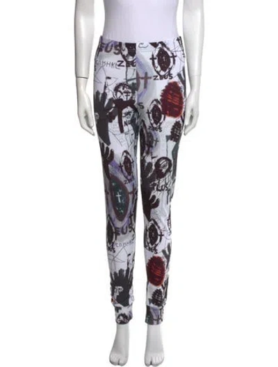 Pre-owned Comme Des Garçons Printed Skinny Leg Pants In White