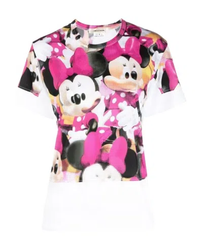 Comme Des Garçons Printed T-shirt With Round Neck In Multicolor