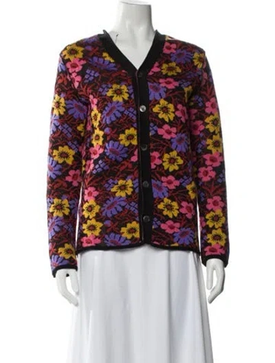 Pre-owned Comme Des Garçons Printed V-neck Sweater In Blue