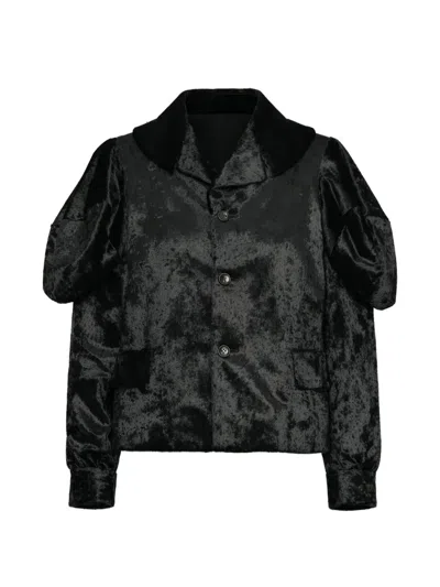 Comme Des Garçons Puff-sleeve Cropped Jacket In Black