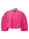 Comme Des Garçons Distinctive Collar Cropped Length Jacket In Pink
