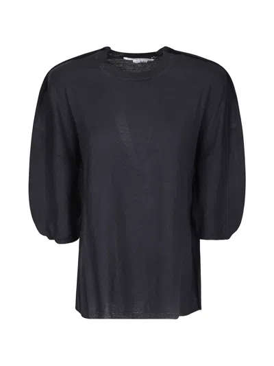 Comme Des Garçons Puff-sleeve Knitted Sweater In Blue