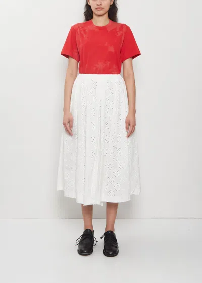 Comme Des Garçons Punched Pleated Cotton Pant In White