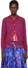 Comme Des Garçons Crewneck Knitwear With Long Sleeves And Sheer Fabric In Purple X Red
