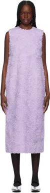 Comme Des Garçons Purple Tulle Tape Embroidery Midi Dress In Purple