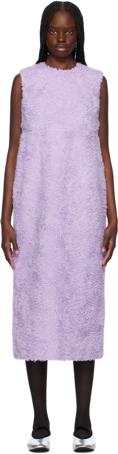 Comme Des Garçons Purple Tulle Tape Embroidery Midi Dress