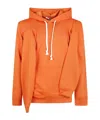 Comme Des Garçons Hooded Knit Sweatshirt Drawstring Detail In Orange
