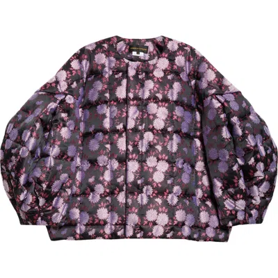 Comme Des Garçons Black & Pink Jacquard Quilted Jacket In Black/pink