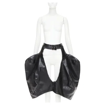 Pre-owned Comme Des Garçons Rare Comme Des Garcons 2019 Runway Black Pleather Cutout Chaps Pannier Skirt M