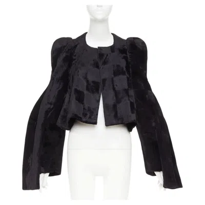 Pre-owned Comme Des Garçons Rare Comme Des Garcons 2019 Runway Velvet Checkered 4 Sleeves 3d Cut Jacket Xs In Black