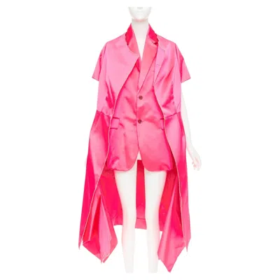 Pre-owned Comme Des Garçons Rare Comme Des Garcons 2020 Runway Fuschia Pink Structured Satin Layered Coat S