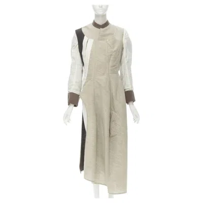 Pre-owned Comme Des Garçons Rare Comme Des Garcons Vintage 1998 Runway Patchwork Inside Out Bias Coat S In Sand