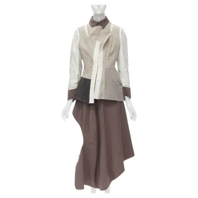 Pre-owned Comme Des Garçons Rare Comme Des Garcons Vintage 1998 Runway Patchwork Inside Out Jacket Skirt S In Gray