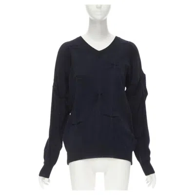Pre-owned Comme Des Garçons Rare Tricot Comme Des Garcons Vintage 1980's Black Wool Pinched Bow Sweater