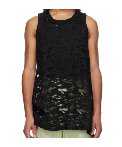 Comme Des Garçons Raschel Lace Tank Top In Black