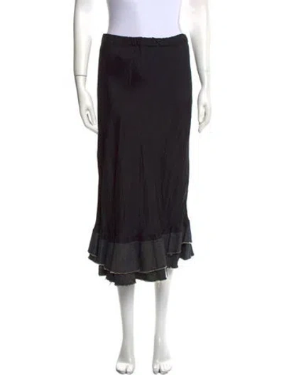 Pre-owned Comme Des Garçons Raw-edge Trim Midi Length Skirt In Black
