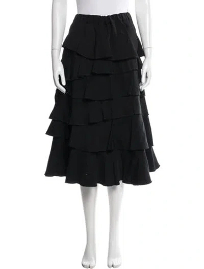 Pre-owned Comme Des Garçons Raw-edge Trim Midi Length Skirt In Black