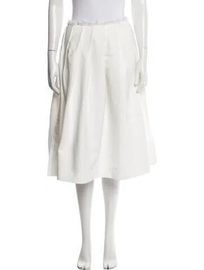 Pre-owned Comme Des Garçons Raw-edge Trim Midi Length Skirt In White
