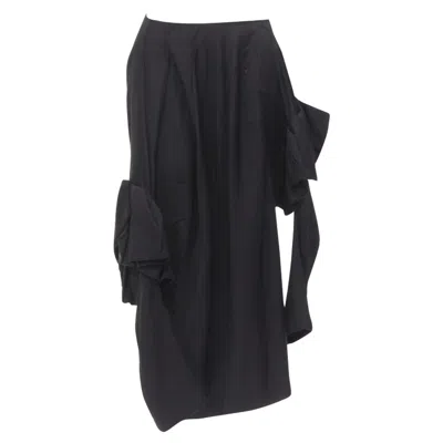 Comme Des Garçons Comme Des Garcons Rayon Ruffle Floral Skirt In Black