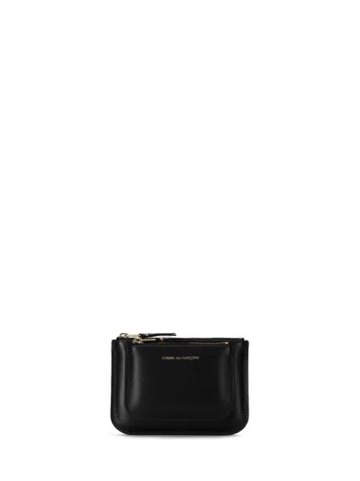 Comme Des Garçons Rectangular Black Coin Purse In Brown