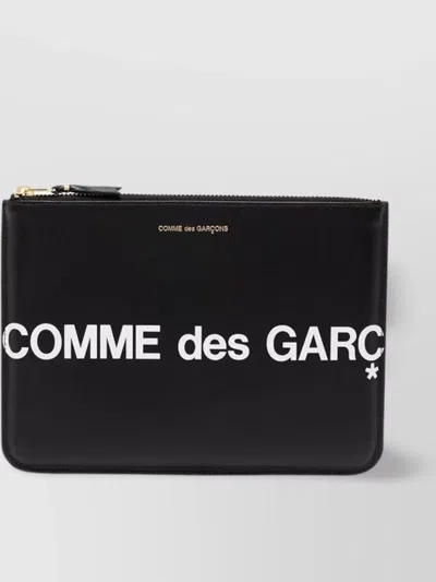 Comme Des Garçons Rectangular Leather Clutch Logo In Black