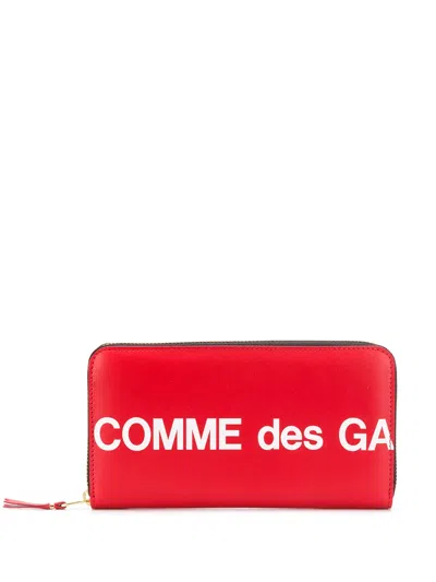 Comme Des Garçons Rectangular Logo Print Wallet In Red