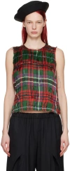 Comme Des Garçons Tartan Sleeveless Satin Top In 1 6 Pattern