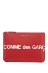 Comme Des Garçons Logo Print Zipper Purse In Red